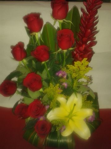 Rosas Rojas con hawaiana